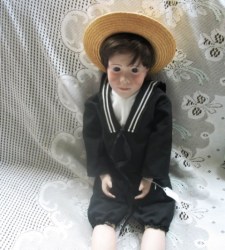 24'' PORCELAIN HEAD SAILOR BOY JACK DOLL, NAVY OUTFIT 2002